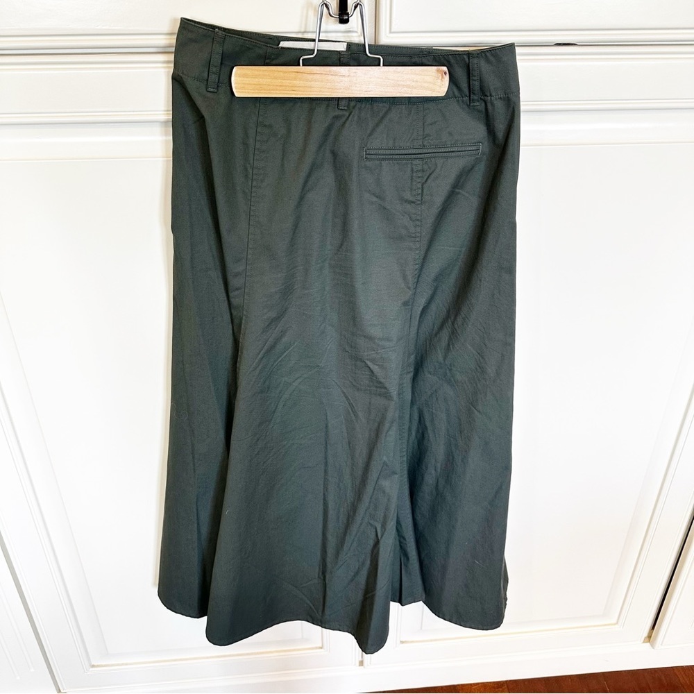 Uniqlo Womens Army Green A Line Midi Skirt Long Line Modest Lagenlook Fall Style